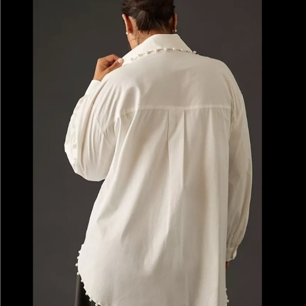 Anthropologie Cream Button-Down Shirt